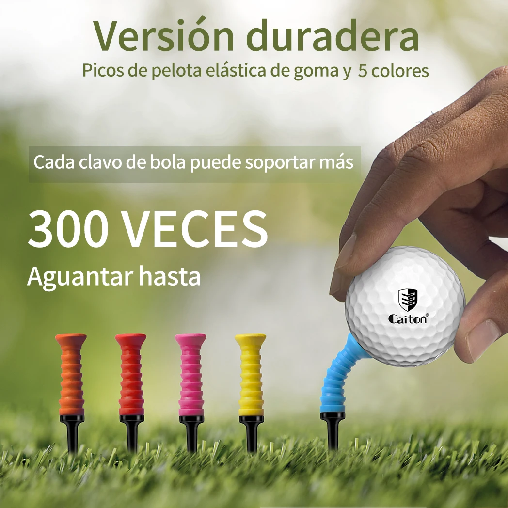 Caiton-camisetas de Golf de goma Flexible, 5 piezas, 360 °, 3,2 pulgadas/81mm, duraderas, de baja fricción, Multicolor vibrante, ideales para golfistas diarios