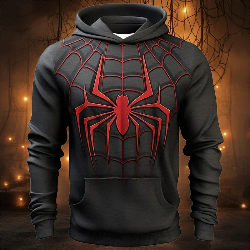 Neuer Herren-Kapuzenpullover mit Marvel Spider Man-Druckmuster, modischer Street-Hip-Hop-Hoodie, Sport- und Freizeitjacke