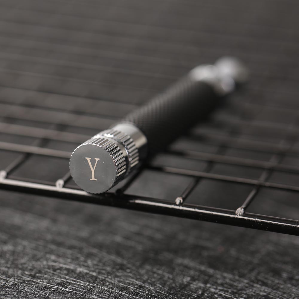 Yaqi Mango de afeitar de seguridad de latón de color negro y cromado para hombre