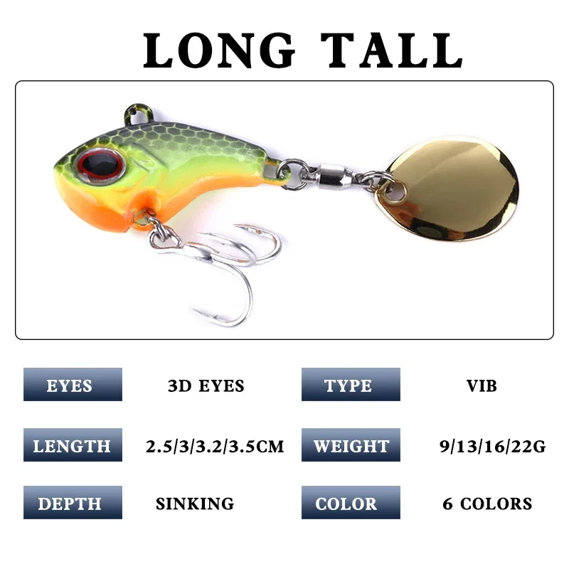 1 Chiếc Quay Kim Loại VIB Rung Mồi Con Quay Spinner Mồi Câu Cá 9G 16G 21G Ghép Hình Cá Hồi Mùa Đông câu Cá Cứng Mồi Câu Pesca