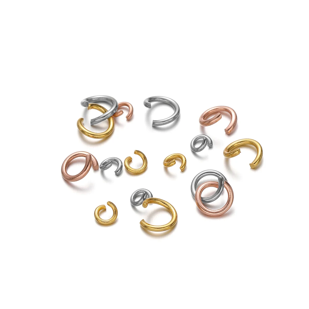 100 Uds. Anillos de salto abiertos de acero inoxidable, conectores de anillos de salto de bucle único para pulsera DIY, suministros para collares, fabricación de joyas a granel