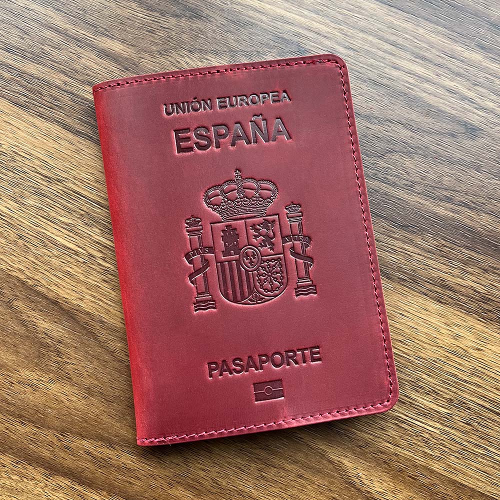Echtes Leder Spanien Reisepasshülle Crazy Horse Funda Pasaporte Business Unisex Langlebig Spanisch