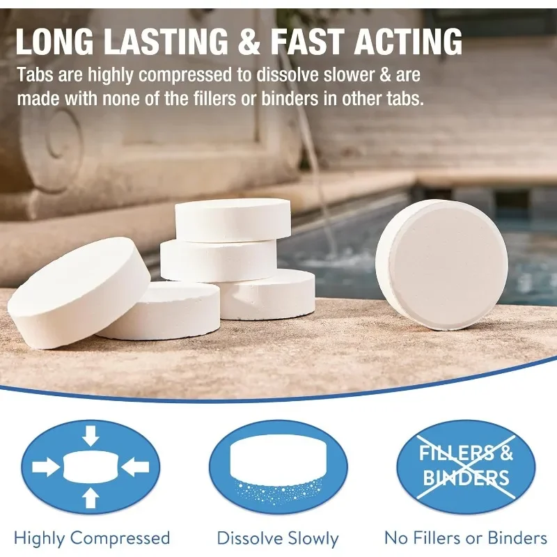 3 Inch Stabilized Chlorine Tablets | Pro-Grade Pool Sanitizer, Long Lasting, Slow Dissolving, 99% Pure Tri-Chlor, Individually