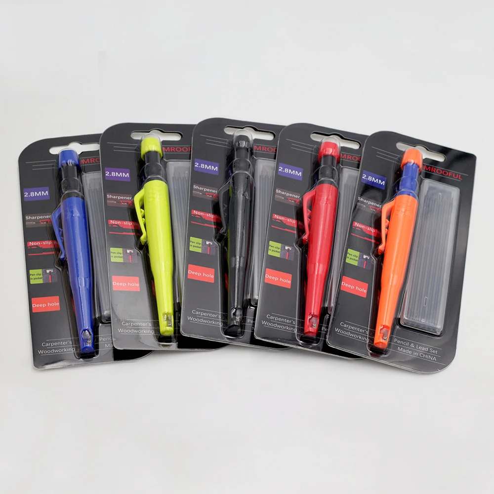 Juego de tarjetas de lápiz para carpintería, marcado y dibujo de agujeros profundos, con plomo confiable y duradero de 2,8 mm, para ingeniería de carpinteros