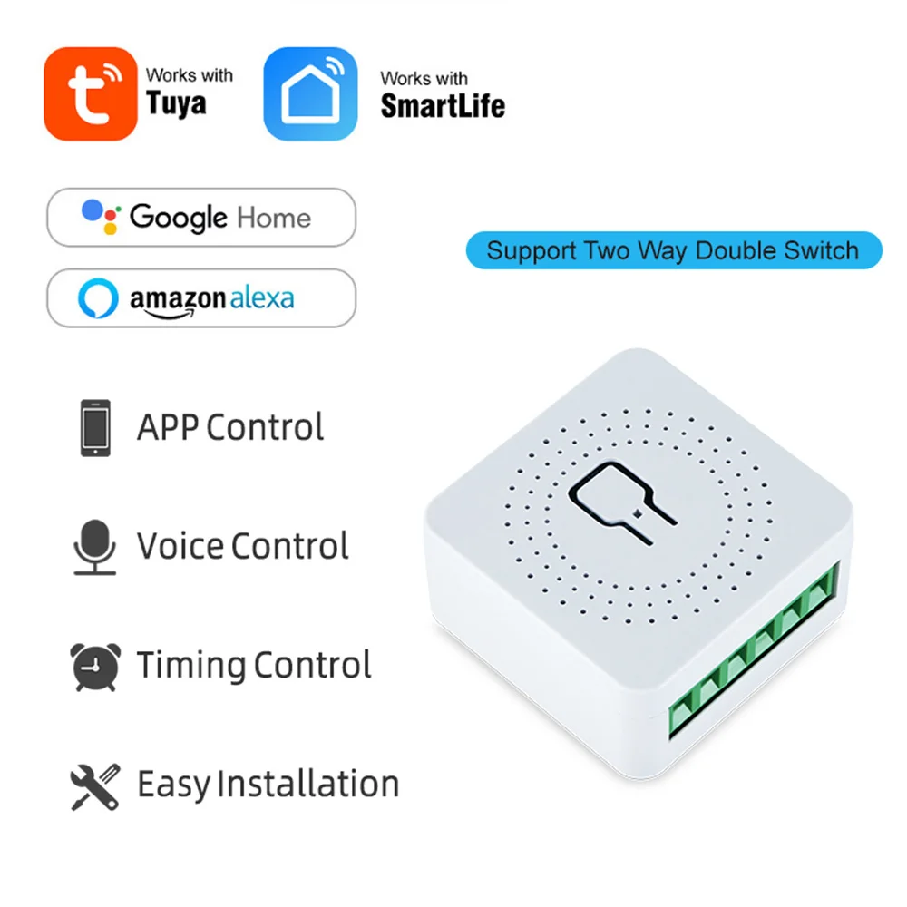 ANDELI DIY Wi-Fi мини умный выключатель света 16A двустороннее управление Tuya/Smartlife приложение дистанционное управление для Alexa Google Home Automation