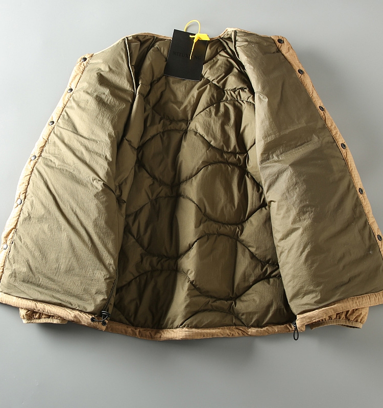 Jaqueta Masculina com Gola Redonda, Casaco Acolchoado Estilo Japonês, Moda Jovem, Impermeável e à Prova de Vento, Casaco com ...