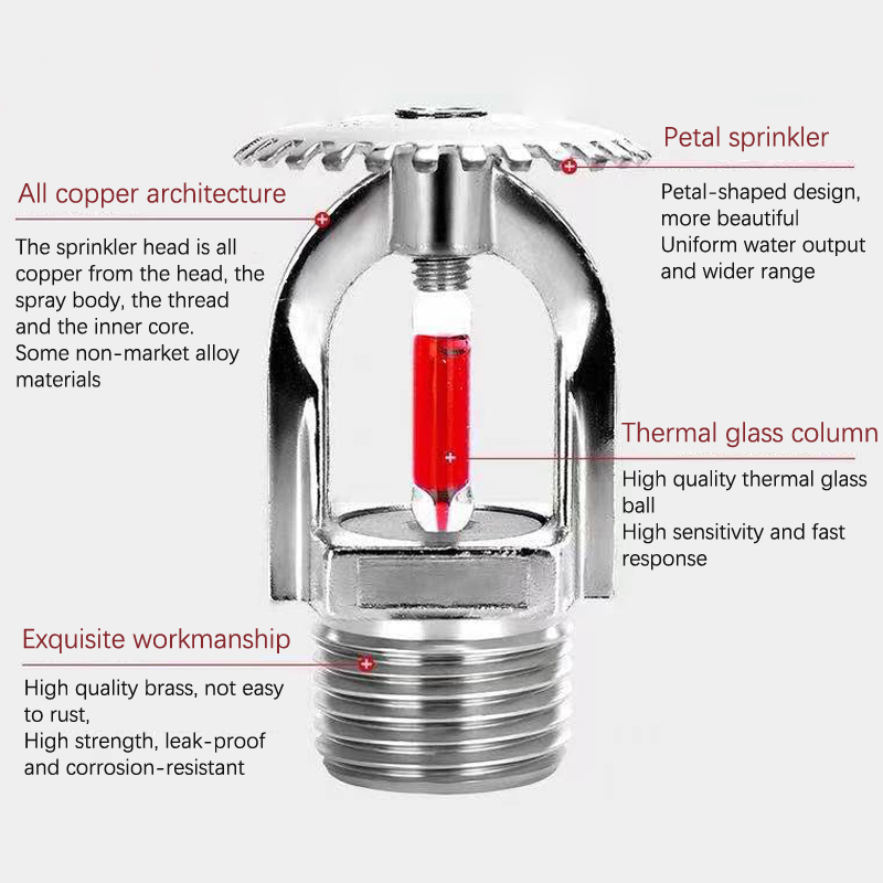 68 graus pendent fogo sprinkler cabeça 1/2 "dn15 extinguindo sistema de proteção sprinkler cabeça para escola ginásio público