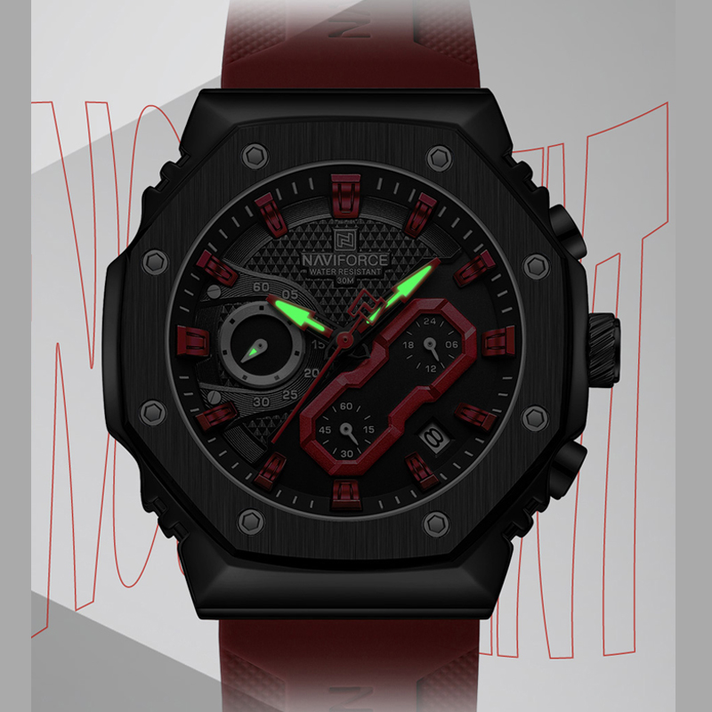 Reloj NAVIFORCE para hombre, reloj de pulsera deportivo resistente al agua con cronógrafo de cuarzo para hombre, reloj luminoso con banda de silicona, reloj Masculino