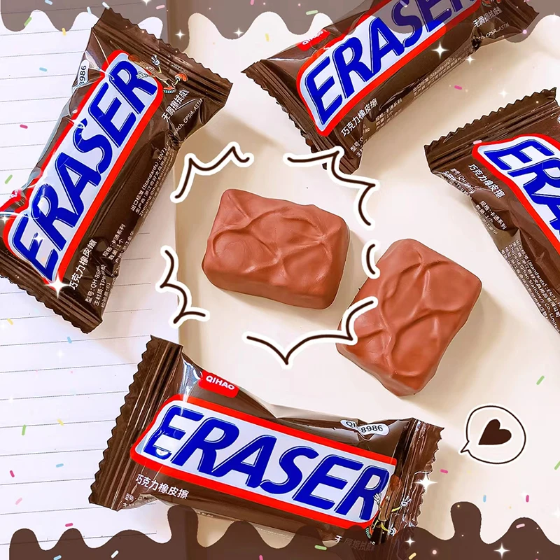 Artículos escolares novedosos, suministros de oficina para volver a la escuela, borradores de chocolate, suministros de papelería Kawaii de goma, cosas bonitas