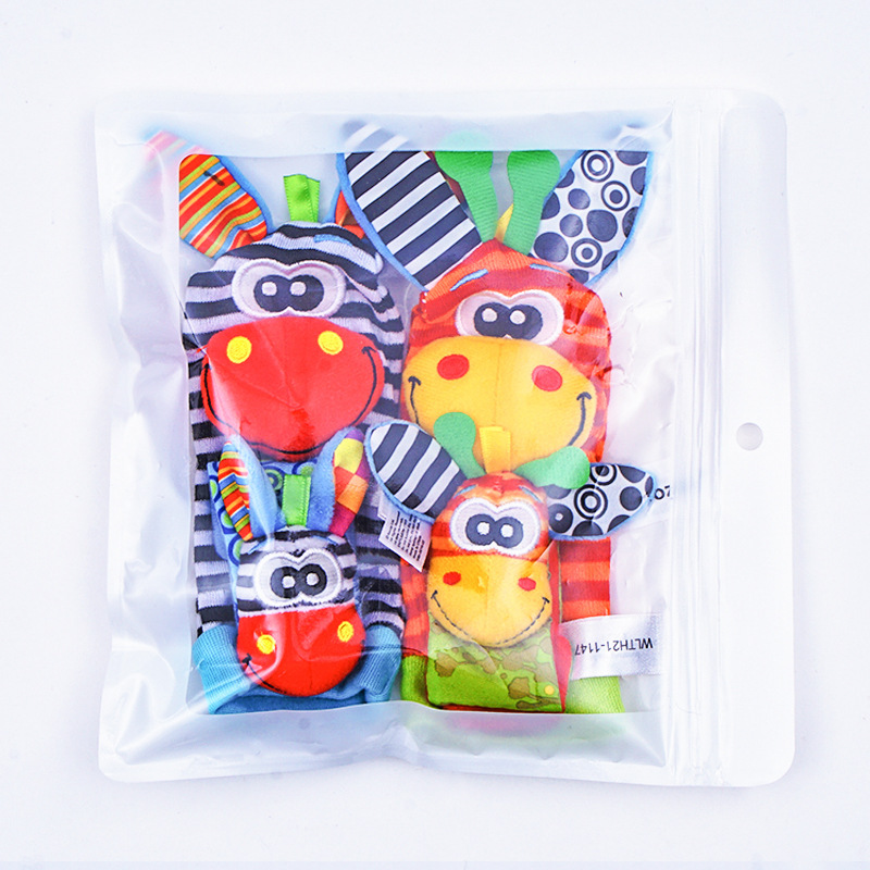 아기용 동물 양말 딸랑이 손목 딸랑이, 신생아 장난감, 딸랑이 소리 만들기, 0-12 개월