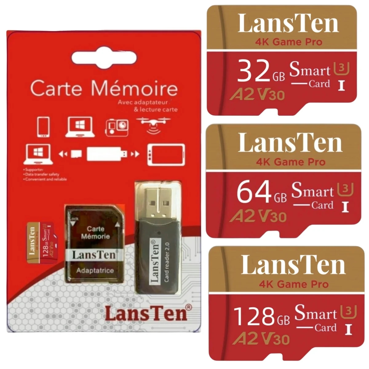 Cartão de memória de alta velocidade original, cartão TF, 32GB, 64GB, 128GB, U1, U3, C10