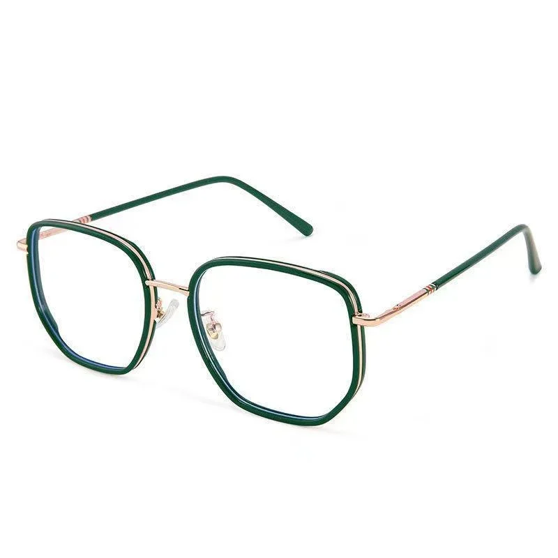 Ultralight Blue Blockingแว่นตาสาวRetroสีเขียวกรอบแว่นตาBlue Light Bezelโปร่งใสแว่นตาแว่นตาสําหรับผู้หญิง