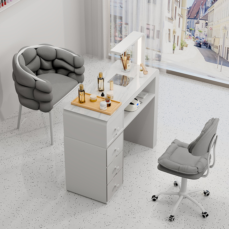 White Drawers Nail Table Storage Large Collector Designer Nail Table Storage Lamp Mesas De Manicurista Professional Furniture