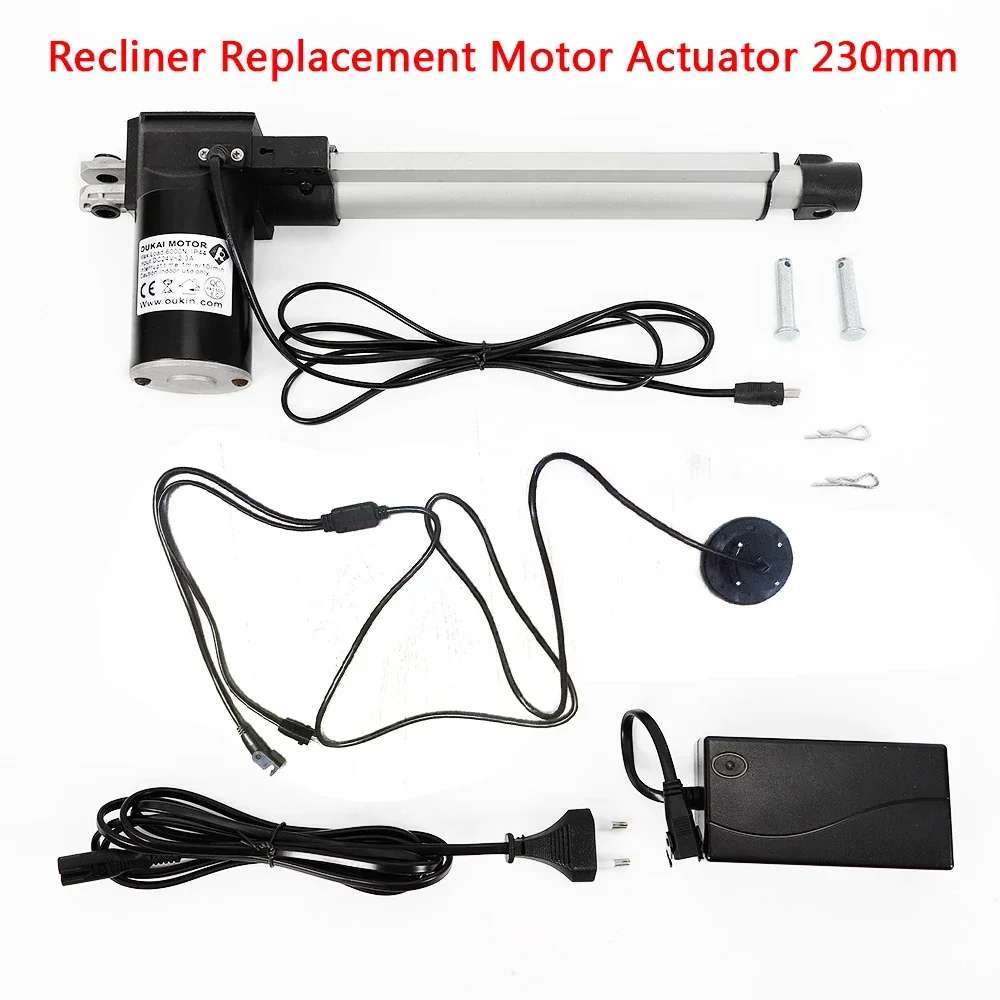 Atuador linear durável, capacidade de carga 6000N, motor 24V, curso de 9 polegadas para instalações compactas