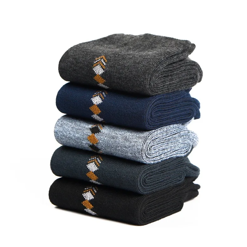 5 pares/calcetines gruesos de algodón para hombre, calcetines informales de negocios transpirables desodorantes de tubo medio, calcetines elásticos antibacterianos EU38-45