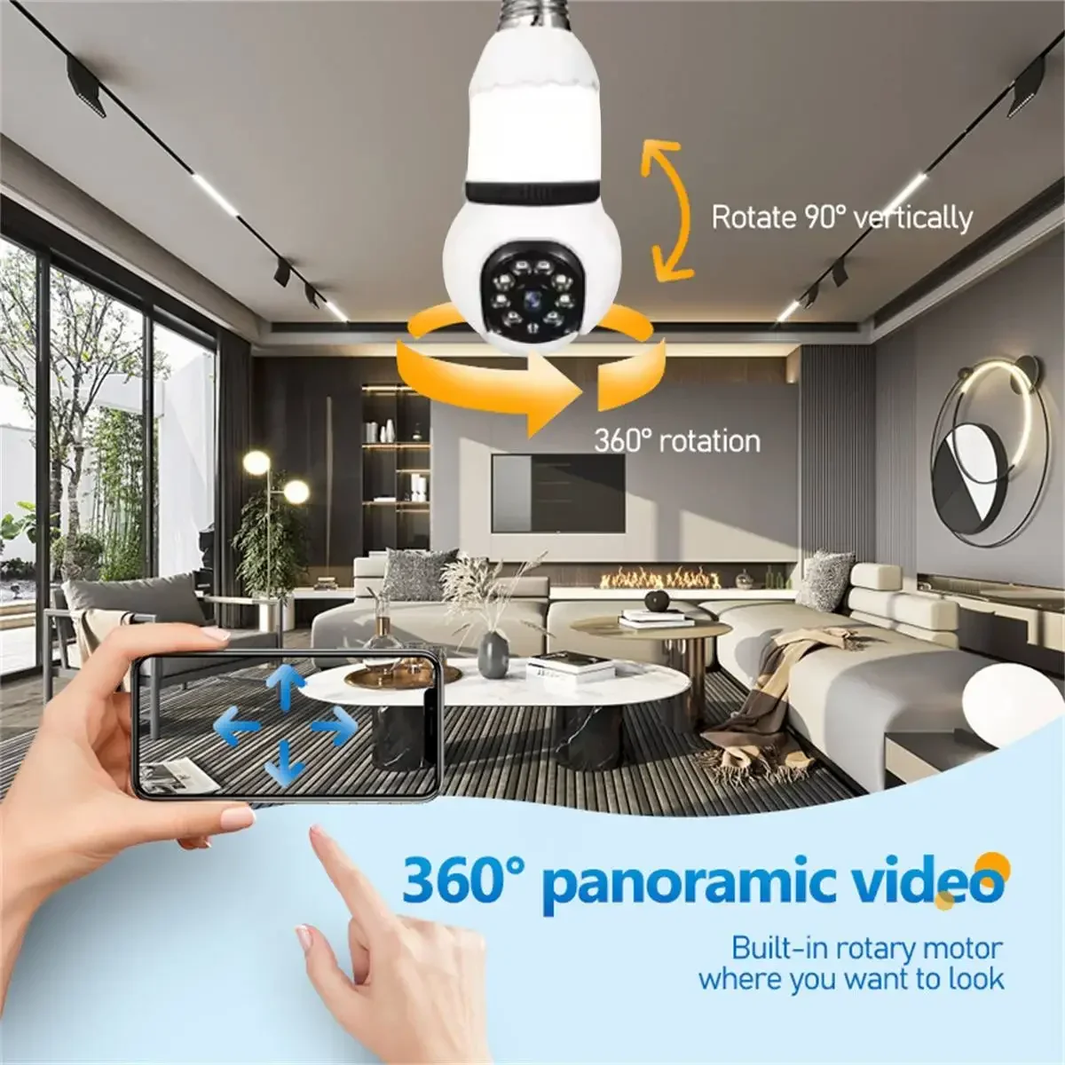 8MP Lamp Bulb WiFi Camera E27 LED Bulb Smart IP Camera Surveilance Two-way Audio Color Night Vision 360° Panoramic AI Tracking