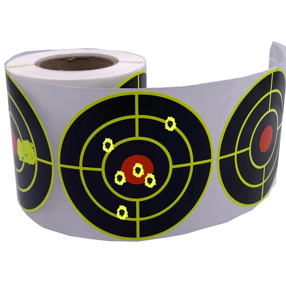 100 Sheet Impact 7.50cm Self-Adhesive Shooting Sticker Targets Splatter Splash Amp Reactive Per Roll Colors (Bullet Eye)