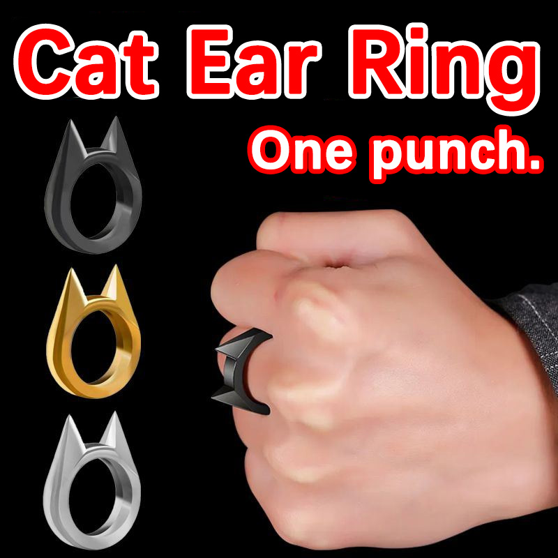 Anillo de oreja de gato de autodefensa, rompecristales, anti-lobo para mujer, hebilla de un solo dedo para hombre, picos de defensa para llevar, tigre de dedo.