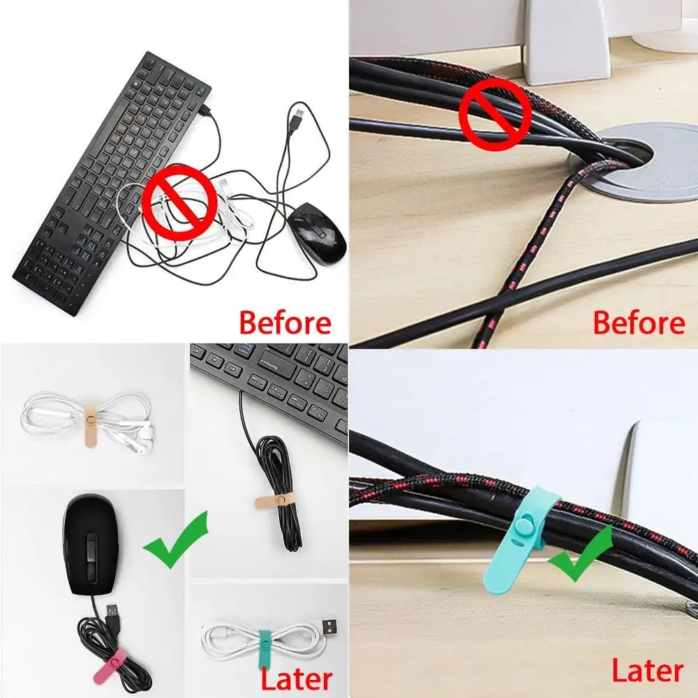 20/PCS Kabel Organizer Krawatten Clip Ladegerät Kabel Management Silikon Draht Manager Maus Kopfhörer Halter Daten Linie Wickler Straps