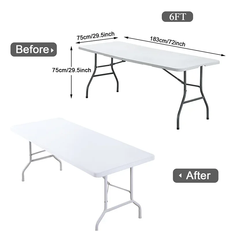 Mantel rectangular, mantel de tela elástico ajustado para mesas plegables de 6 pies, cubierta de mesa lavable para picnic, camping