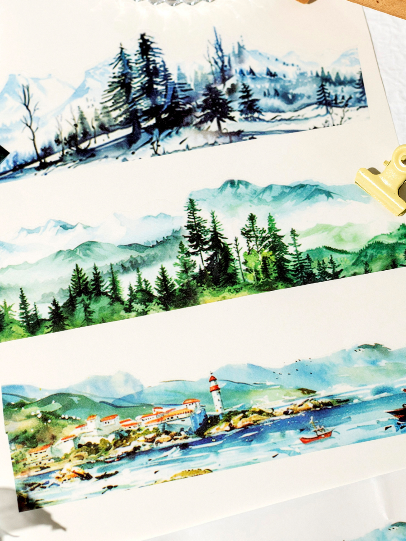 마스킹 테이프 6 스타일 사계절 조경 필름 커팅 테이프 핸드북 DIY 스크랩북 및 일기 장식 필름 커팅 테이프