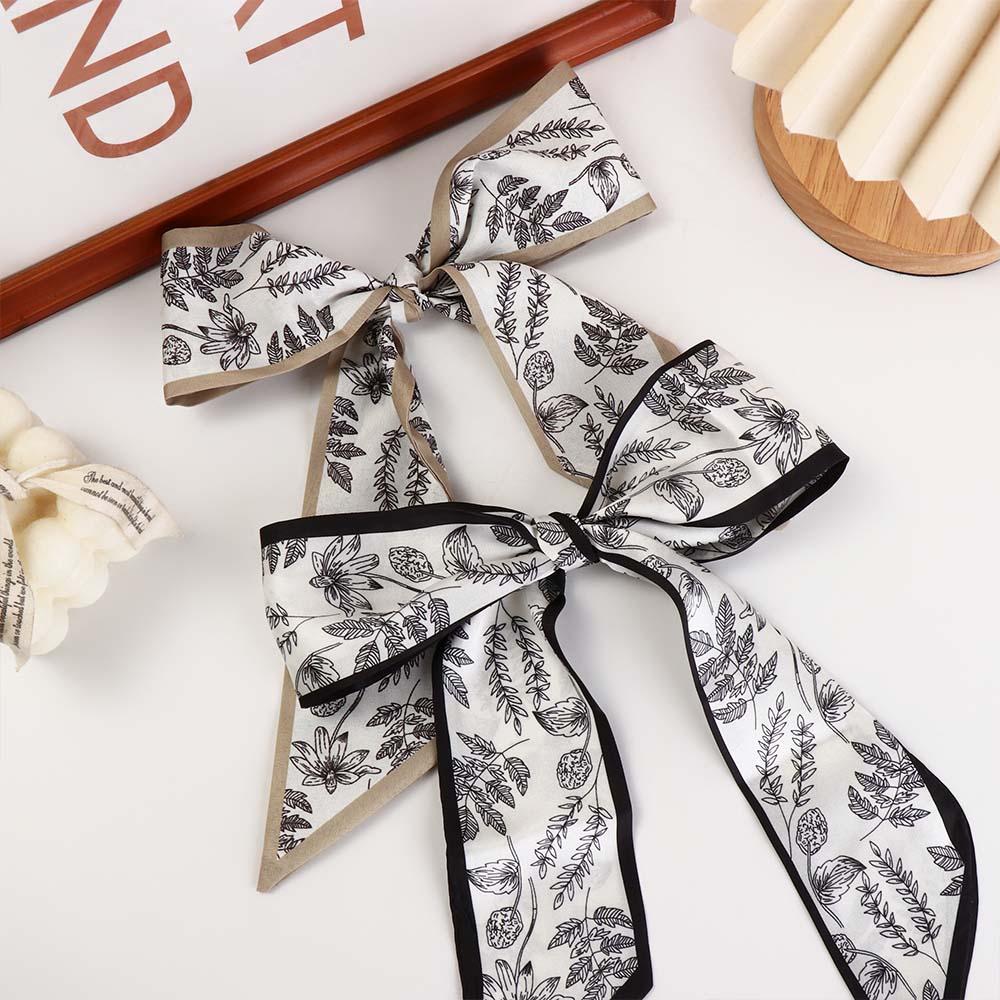 Bufanda de cuello dulce, bufanda larga Ins, pañuelo Floral de hoja, bufanda de seda satinada, cinta para el cabello para mujer, bufanda con estampado de flores, bandas para el cabello