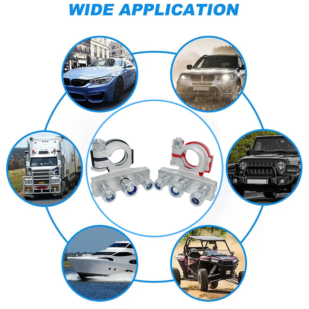 1 Pair Car Top Post Battery Terminal 12V 24V Cable Clamp Terminal Connectors for Auto Caravan Boat Motorcycle Car