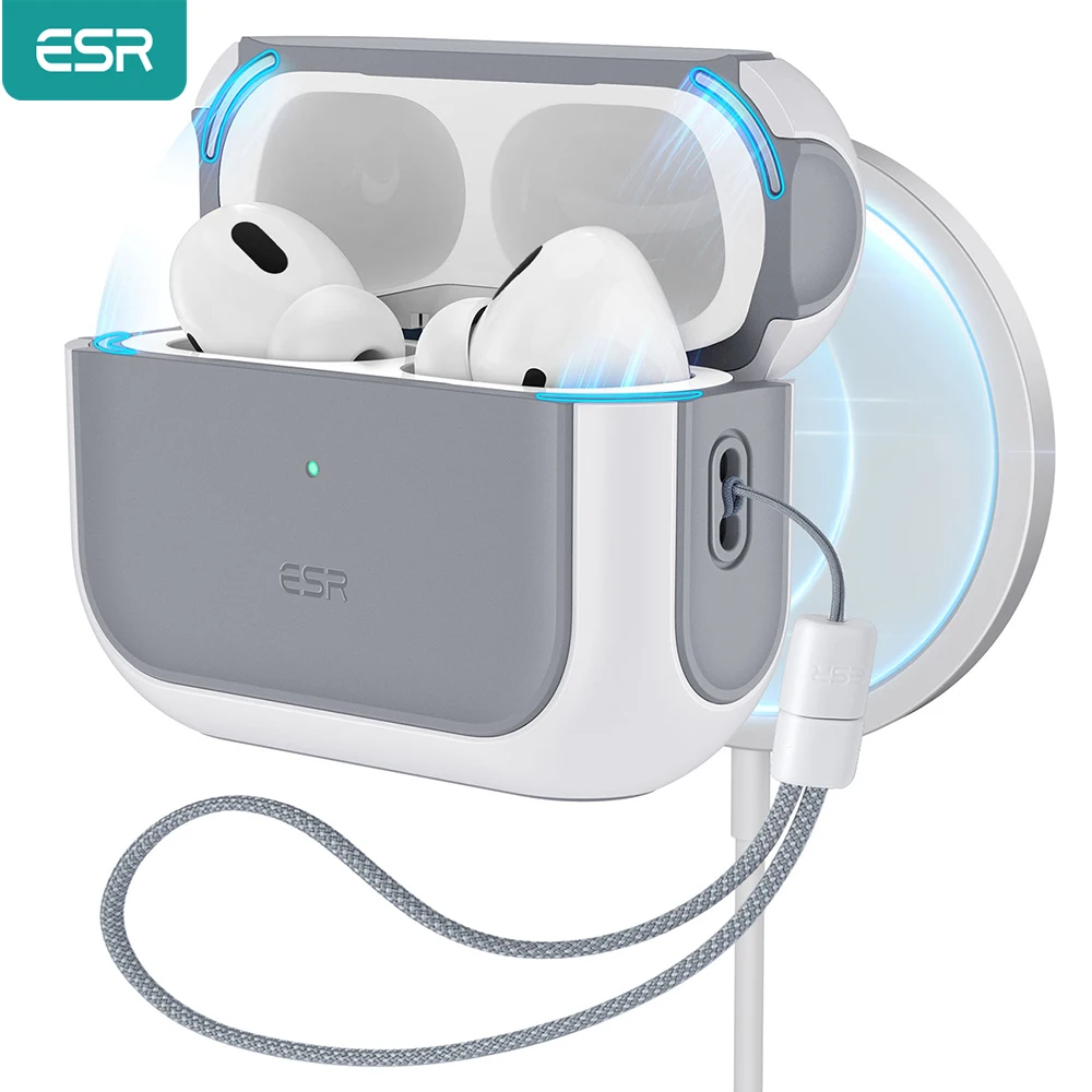 ESR para Funda AirPods Pro 2 con Cordón Compatible con Funda MagSafe Airpods Pro 2023/2022/2019 (USB-C/Cable Lightning)