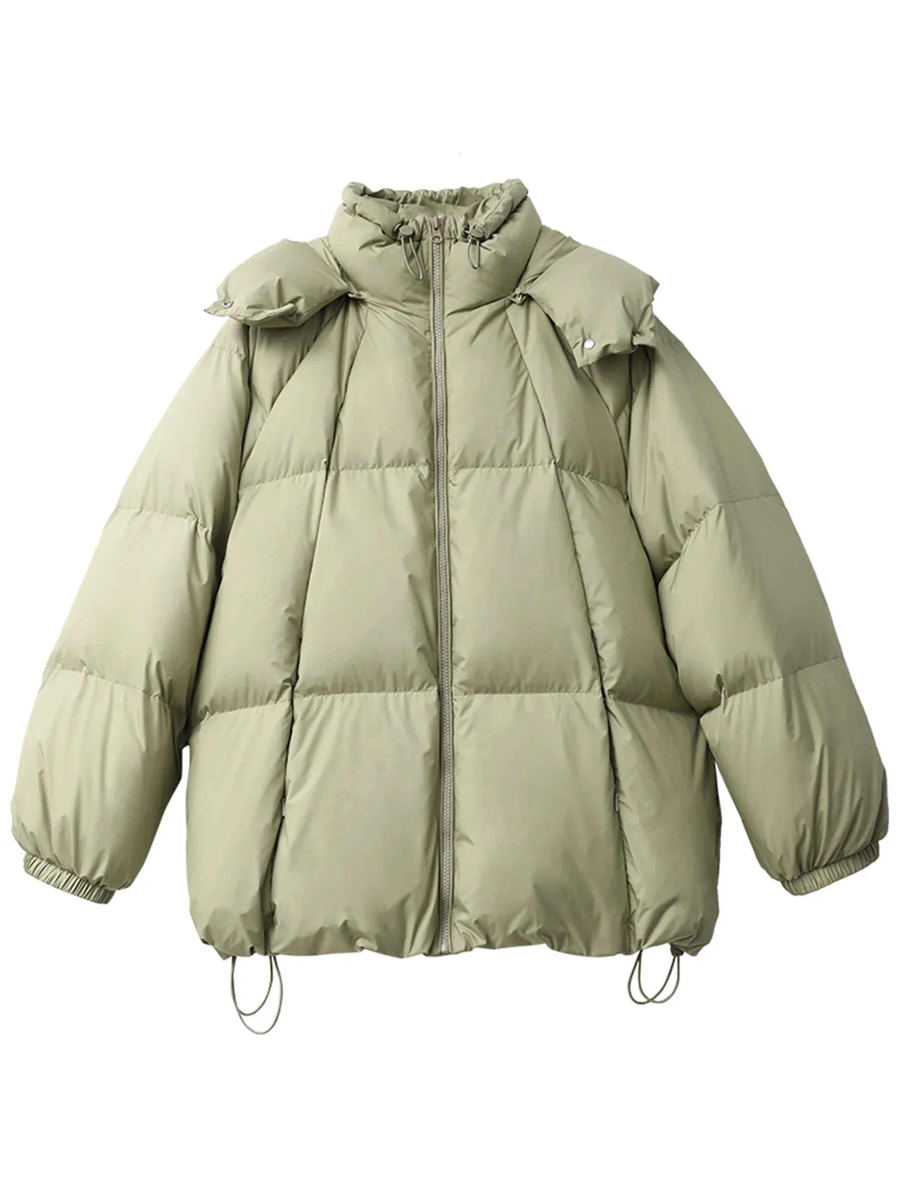 CHIC VEN Damen-Daunenmäntel, lockere feste Kapuze, 90er weiße Entendaunen, weibliche Daunenjacke, mittellang, warme Jacke, Herbst und Winter 2024
