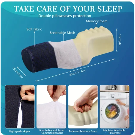 Cuscino ortopedico per il collo: supporto cervicale superiore in morbida memory foam, traspirante, lavabile, ideale per ogni dormiente