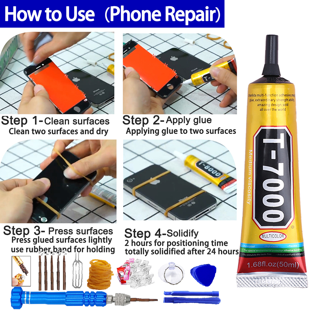 Cola transparente preta para celular, 15/50/110ml, tela de vidro, reparo de computador, adesivo de contato lcd com aplicador de precisão