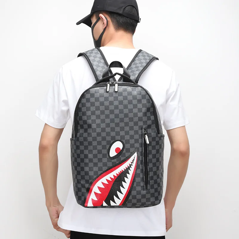 Zaino da uomo Shark Nuova borsa da viaggio per libri neri