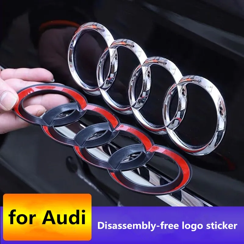 Refitted four-ring black LOGO directly covered front logo For Audi A4 A3 A5 A7 Q3 Q5 Q7 Q2 A6 logo decoration accessories