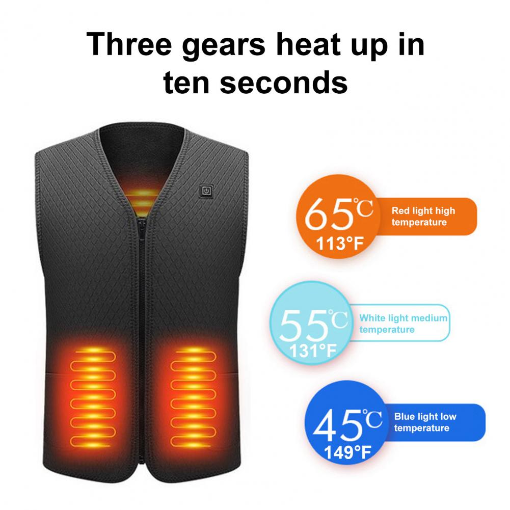 Chaleco calefactor duradero, chaleco de invierno Usb con engranaje ajustable, cierre de cremallera ahorrador de energía para hombres y mujeres, chaleco acolchado a prueba de viento