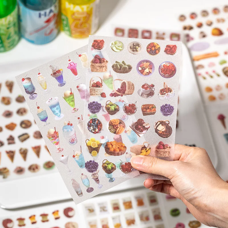 Mr.Paper 4 スタイル 6 ピース/バッググリッターサンドペット防水耐久性のあるステッカーブック DIY ハンドブックカレンダースクラップブックフォトフレーム装飾