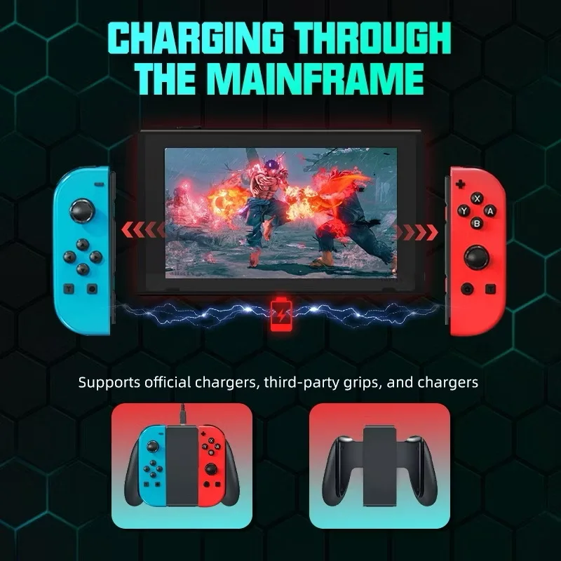 For NS Switch Joy-Con Controller Game Controller Left & Right Bluetooth-Compatible Gaming Controller with Hand Strap RGB Light