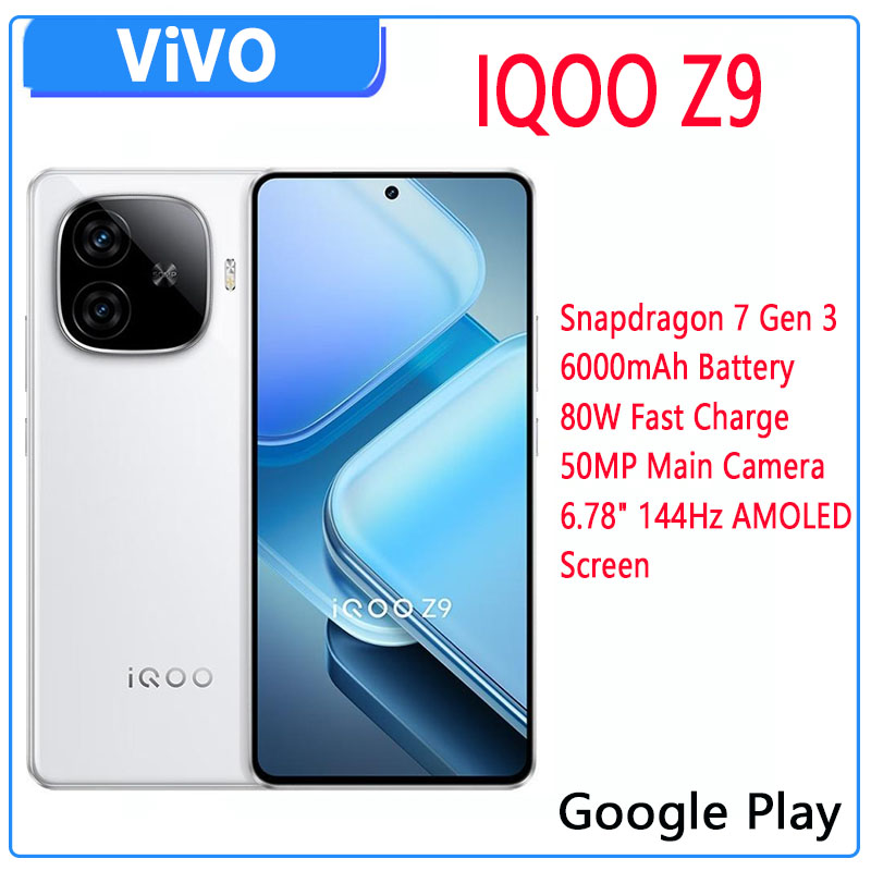 IQOO-teléfono inteligente Z9 5G, Smartphone con Snapdragon 7 Gen 3, Octa Core, Pantalla AMOLED de 6,78 pulgadas, 144Hz, cámara de 50MP, batería de 6000 mAh, Cargador rápido de 80W