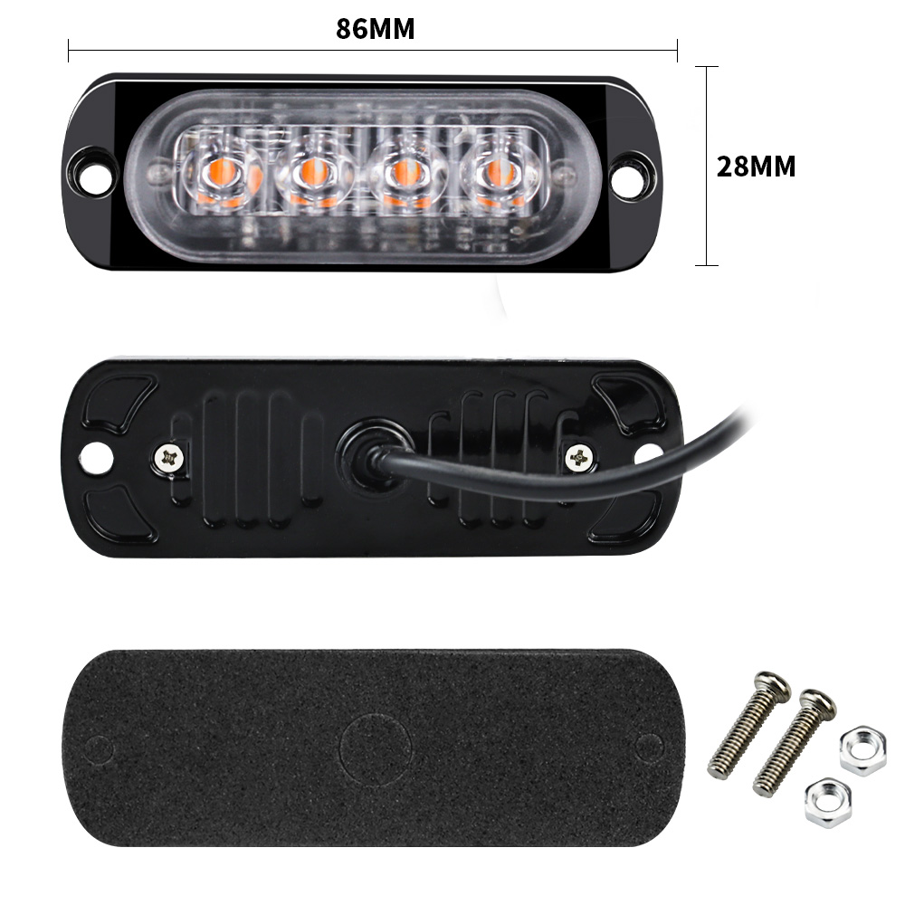 4x 4LED ไฟเตือนรถย่างสลายรถบรรทุกรถพ่วง Beacon โคมไฟ LED Amber ด้านข้างสําหรับรถยนต์ 12 V - 24 V