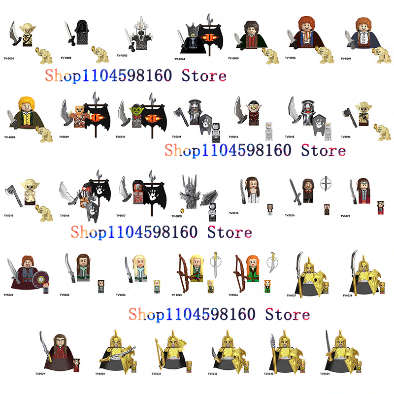 TV6401 TV6402 TV6403 TV6404 Anime Filme Lord Goblin Ringwraith Sauron Frodo Orcs Uruk-hai Ringe Bausteine für Kinder Geschenke