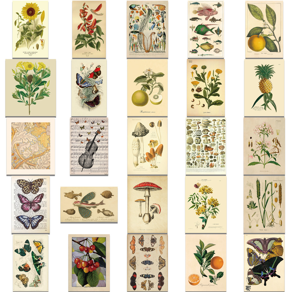 10/30/50Pcs Retro ดอกไม้กันน้ําสติกเกอร์ตกแต่งของเล่นเด็กกระเป๋าเดินทางถ้วยแล็ปท็อปโทรศัพท์สเก็ตบอร์ดสมุดภาพความงาม