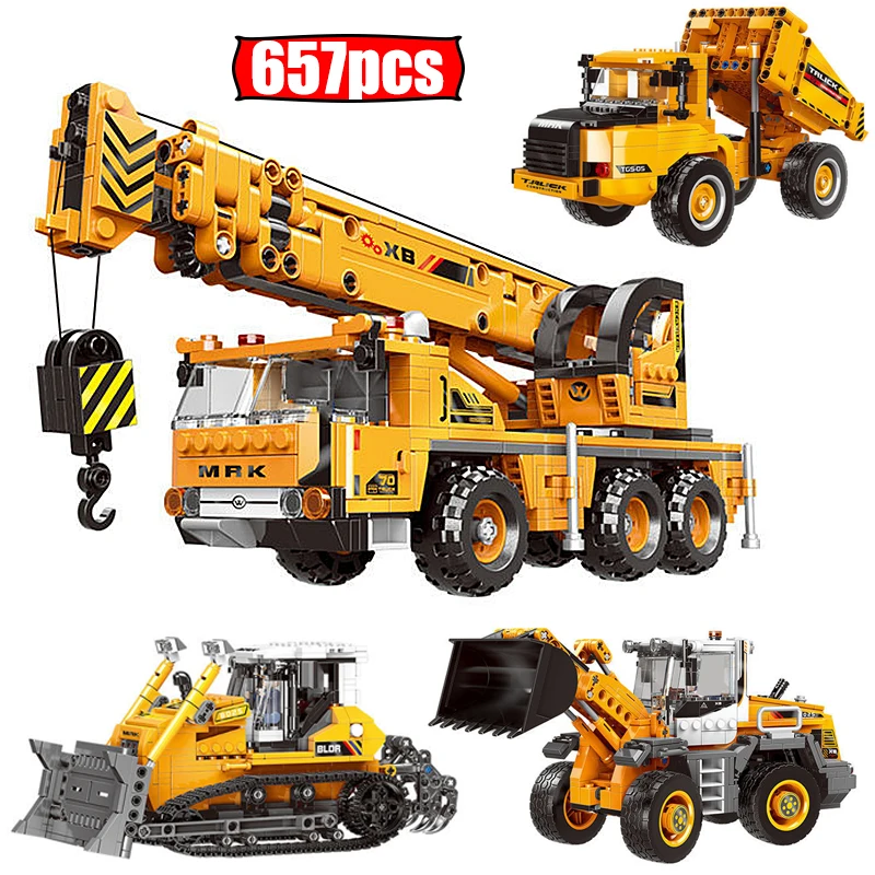 Cidade técnica moc wheelloader carro caminhão de mineração pesada guindaste blocos de construção diy engenharia escavadeira tijolos brinquedo para crianças
