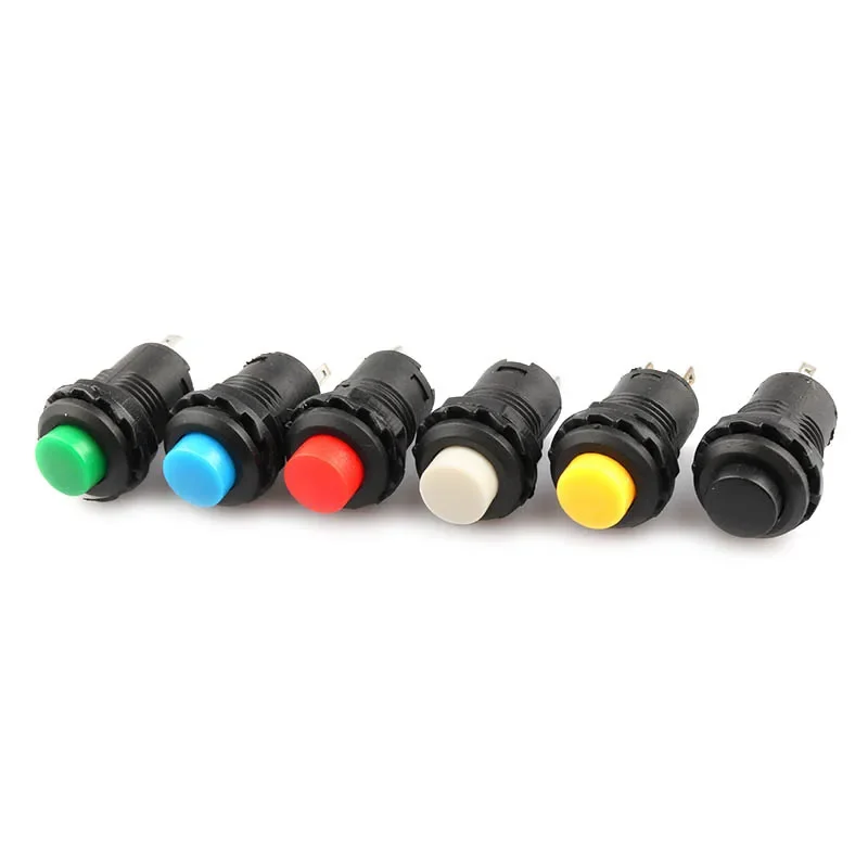 6 uds interruptores de botón momentáneo/bloqueo automático DS427 DS428 12mm interruptor de botón de encendido apagado 3A /125VAC 1.5A/250VAC DS-427 DS-428