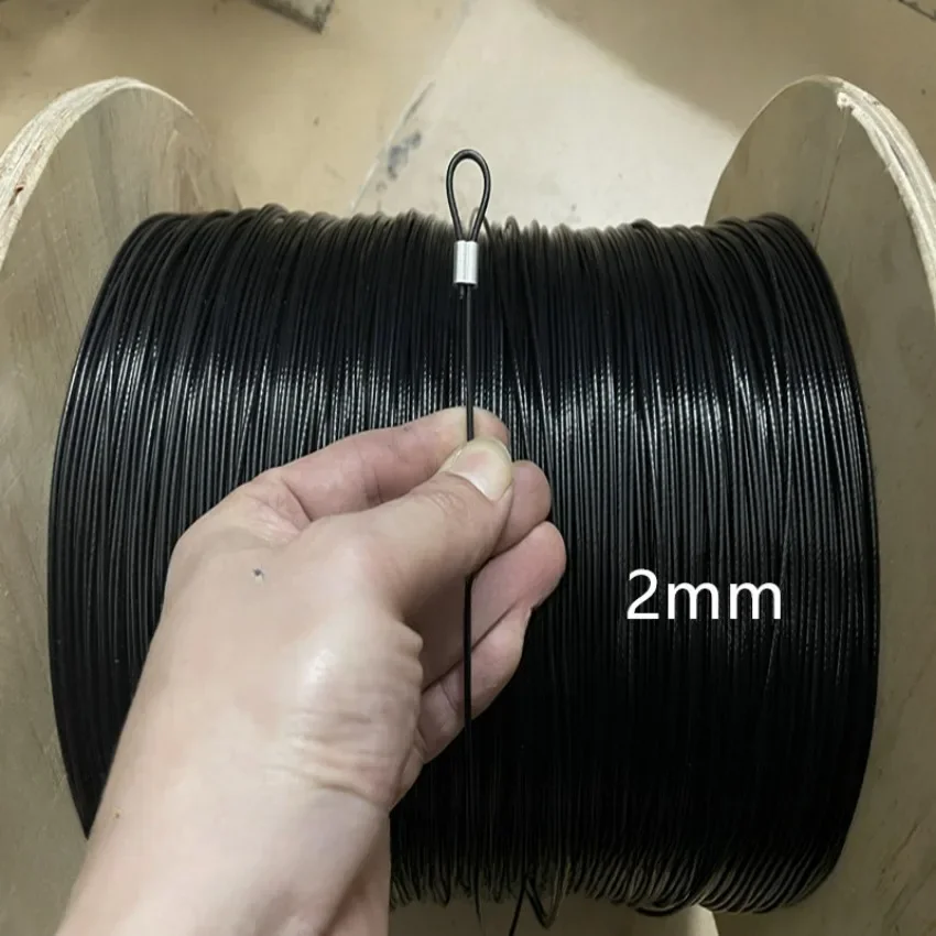 0,38–6 mm, 20–100 m, schwarzes Nylon- oder PVC-beschichtetes, integriertes Drahtseil aus Edelstahl 304, Meeresangelschnur, Kettenhakenschnur, Kristall