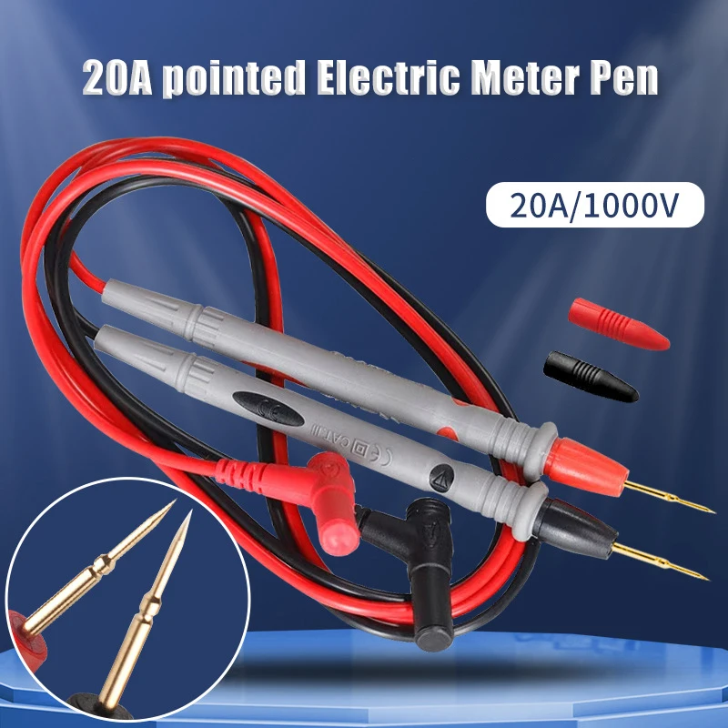 Multímetro Digital 20A 1000V cables de prueba de sonda Pin aguja súper punta multímetro probador Cable de sonda de plomo Cable de pluma