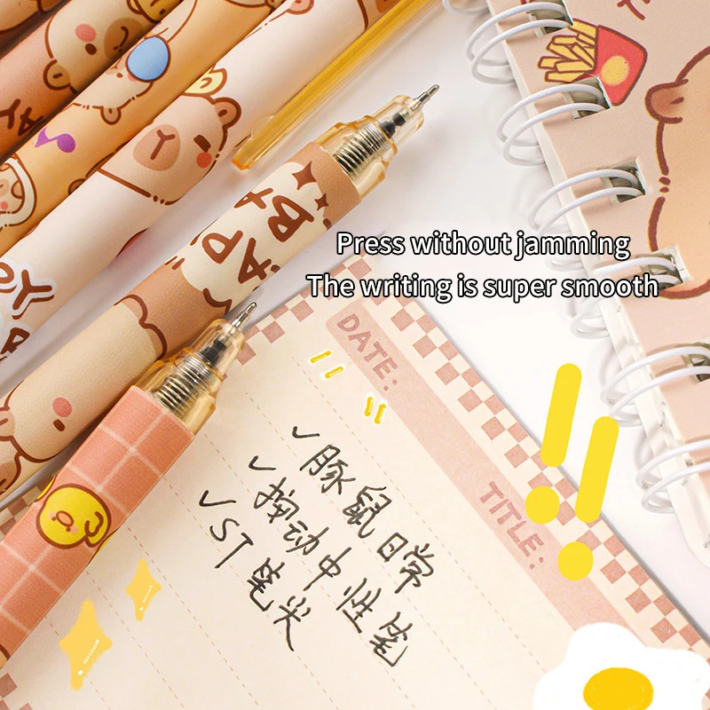 6 Stuks Leuke Capybara Gel Pennen Kawaii Pen Set Sneldrogende Blauw Uitwisbare Pennen Kantoor Schoolbenodigdheden Kawaii Esthetische briefpapier