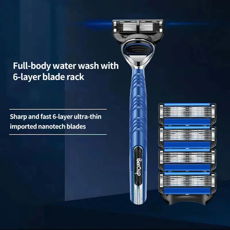 Ręczna golarka Razor Sześć warstw ostrzy Osiem wymiennych głowic tnących z uchwytem na nóż dla mężczyzn Razor Old Style Blades