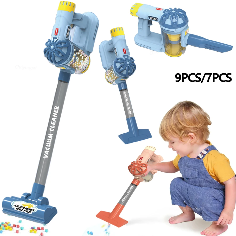 Juego de aspiradora eléctrica de simulación para niños, juguetes para juego de imitación para niños pequeños, juego de rol, limpieza, juguete educativo, regalos para niñas y niños