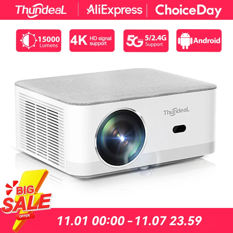 ThundeaL Portable Mini Projector TD92 Pro FHD 1080P Full HD Beam 4K Video WiFi Android Projector TD92Pro 3D Movie Home Theater