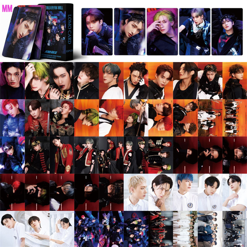 50pcs KPOP ใหม่อัลบั้ม ATEEZ เลเซอร์การ์ด Holographic Photo Card LOMO การ์ด Seonghwa Yunho สาวของขวัญคอลเลกชันที่สวยงาม Photo Card