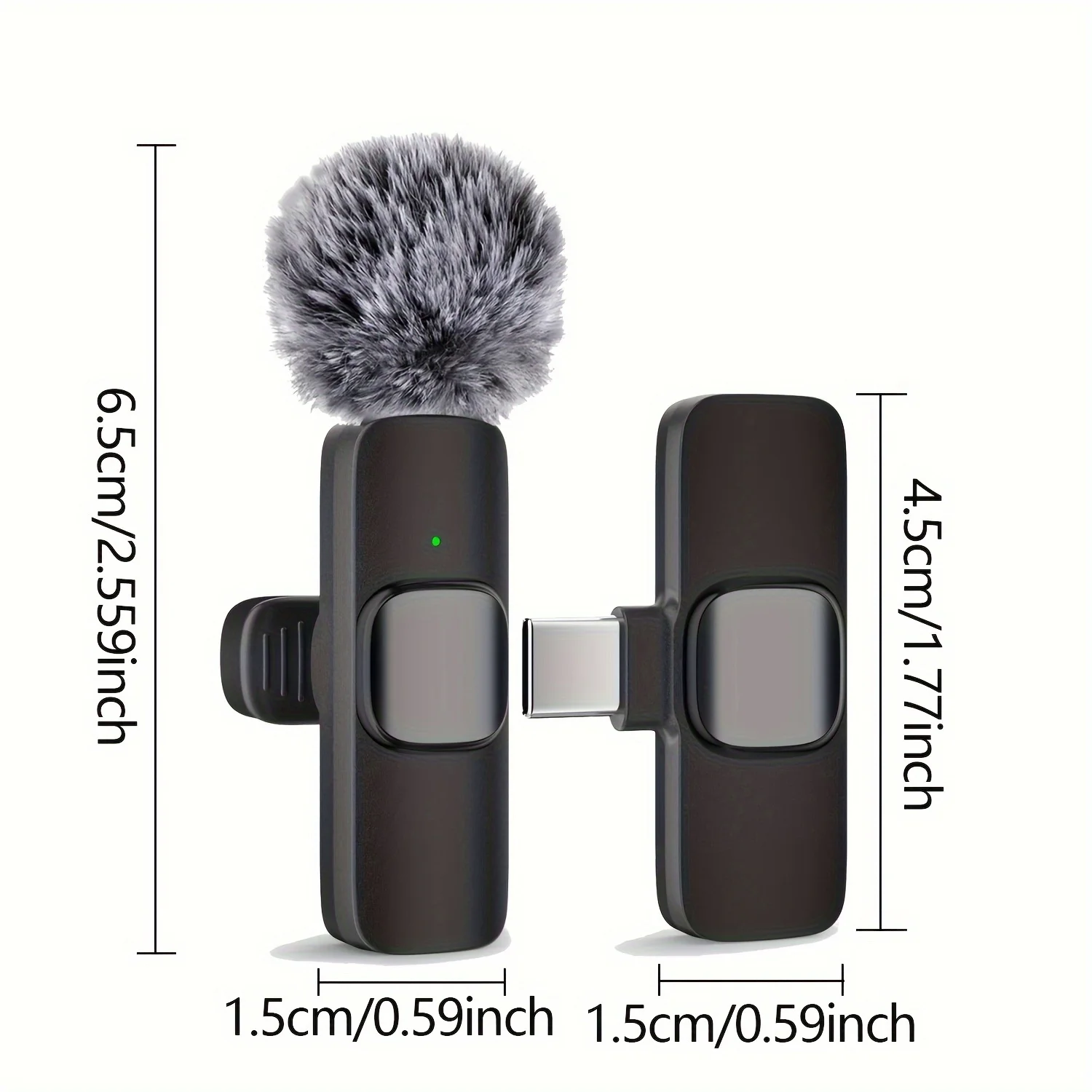 Draadloze microfoon met type C-connector voor audio-opname, livestreaming, videoconferenties en zingen